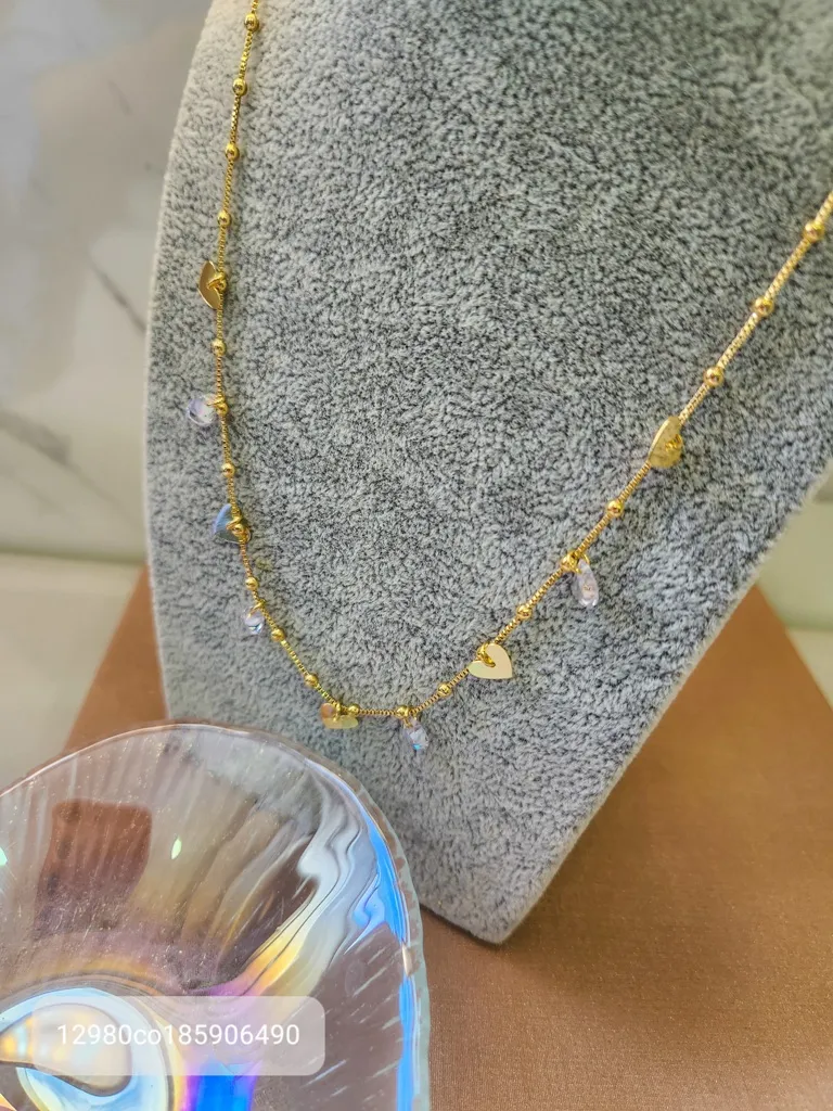 COLAR OURO PING CORAÇÃO E CRISTAL