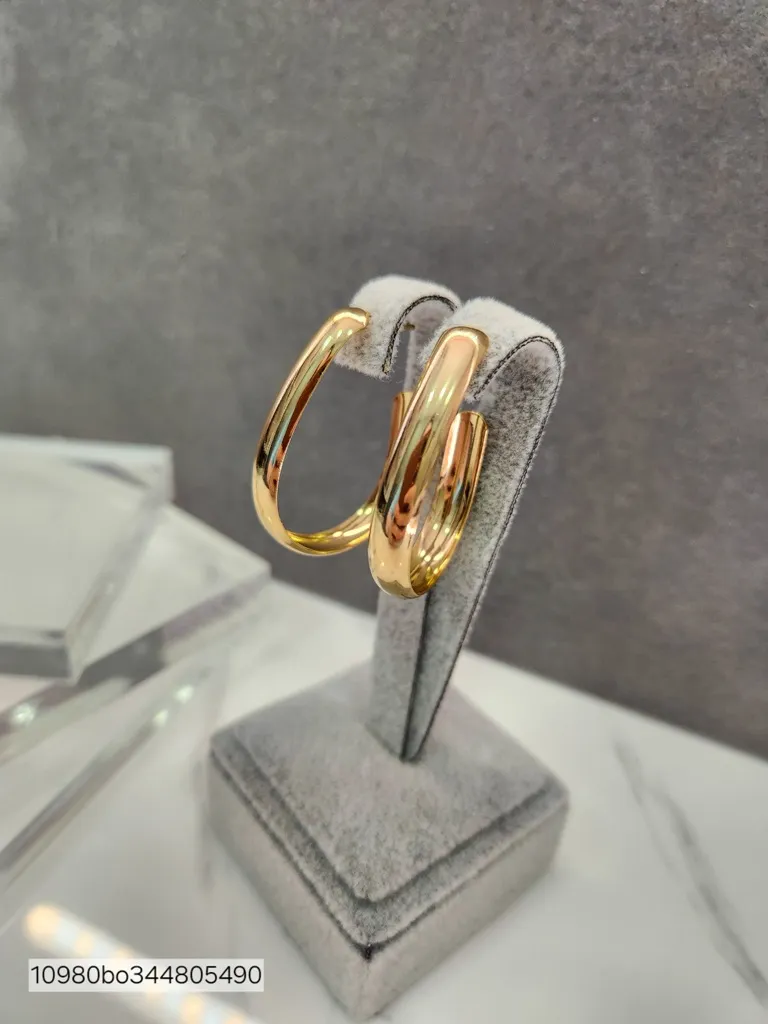 BRINCO OURO ARGOLA GOTA ABAULADA