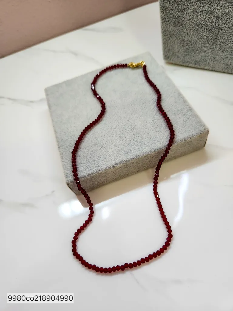 COLAR OURO CRISTAL VINHO