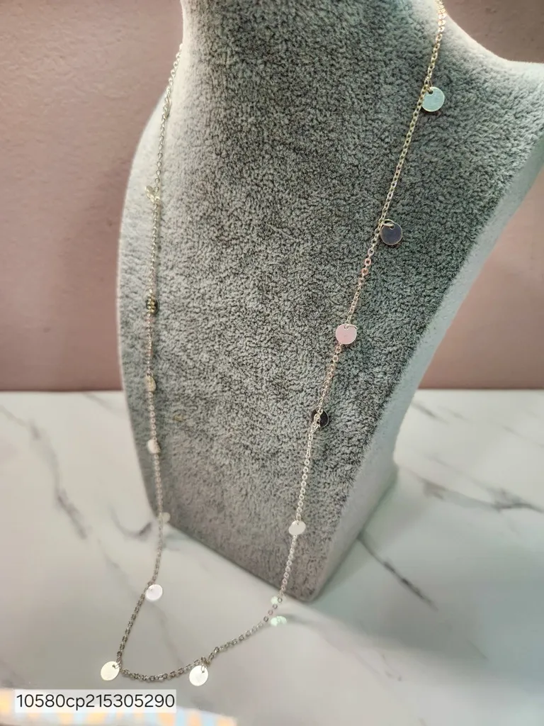 COLAR PRATA LONGO DISCO