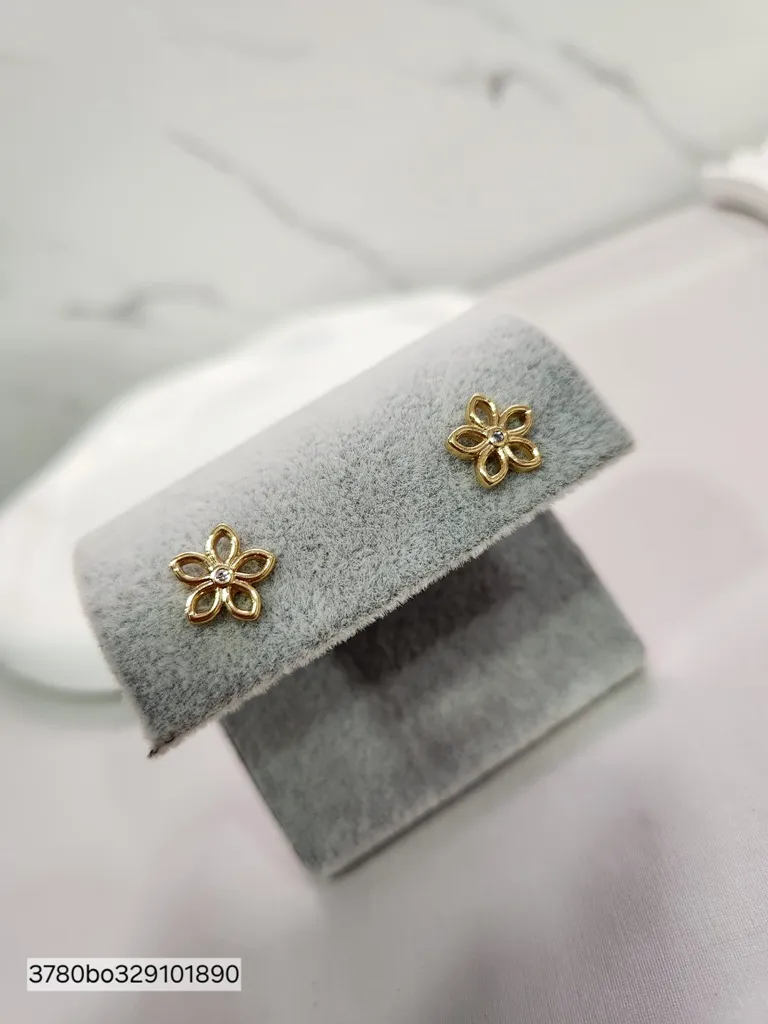 BRINCO OURO FLOR VAZADA