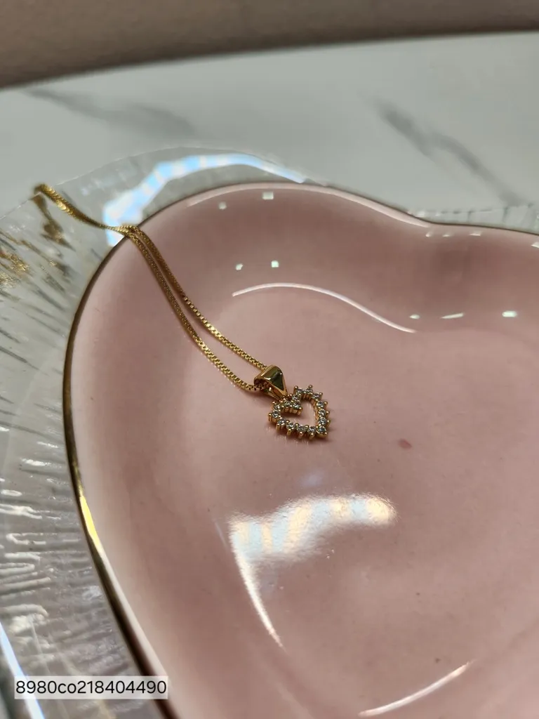 COLAR OURO CORAÇÃO MINI ZIRC
