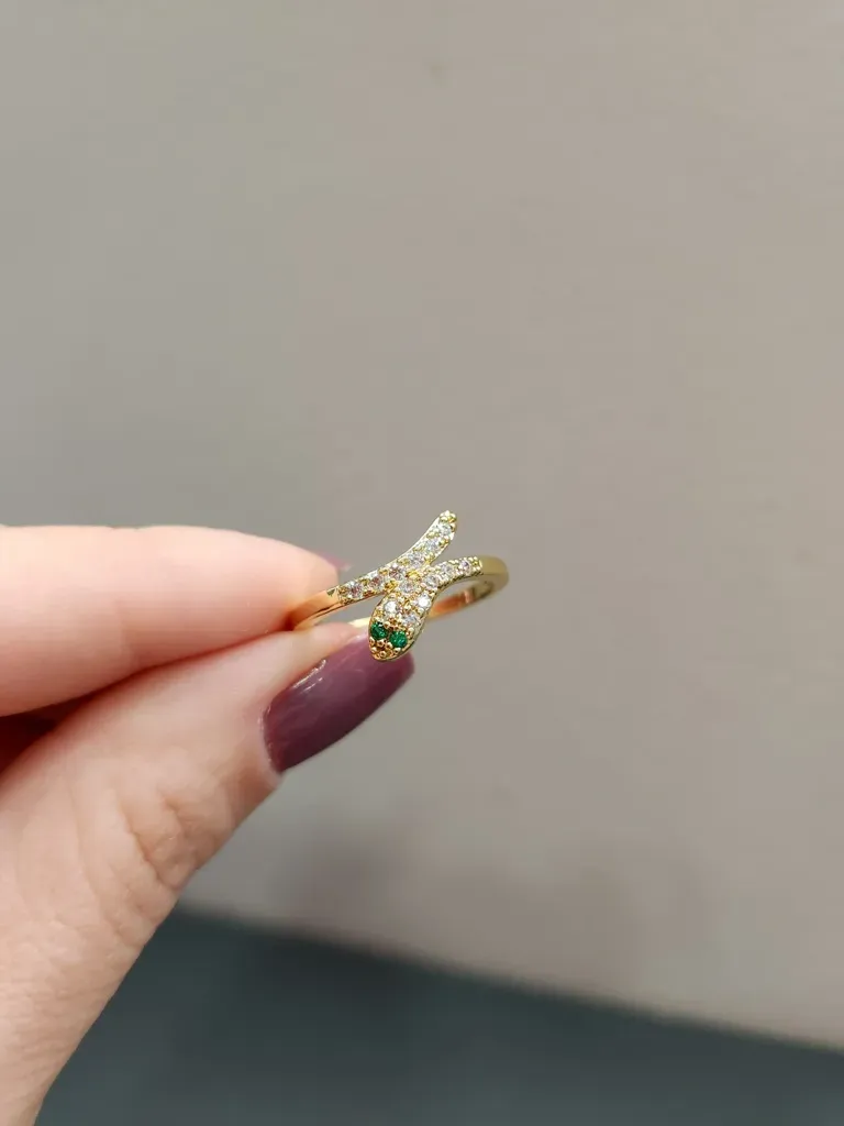 ANEL OURO COBRA ZIRC