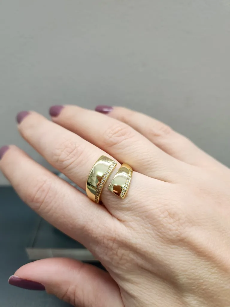 ANEL OURO DUAS PONTAS ZIRC