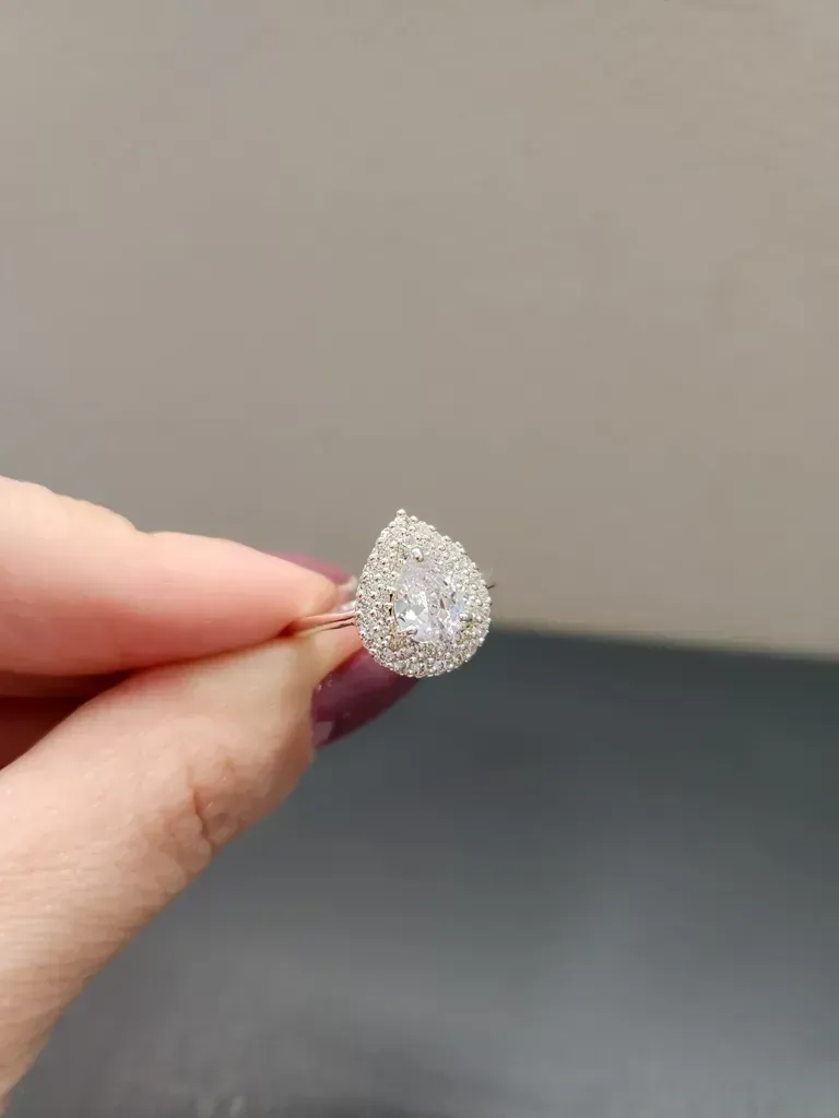 ANEL PRATA GOTA CRISTAL