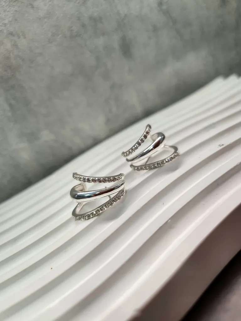 BRINCO PRATA EAR HOOK GARRA LISA ZIR