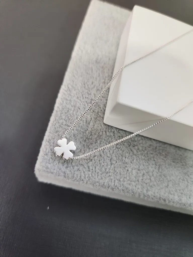 COLAR PRATA TREVO LISO