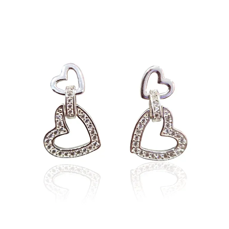 BRINCO PRATA DOIS CORAÇÕES