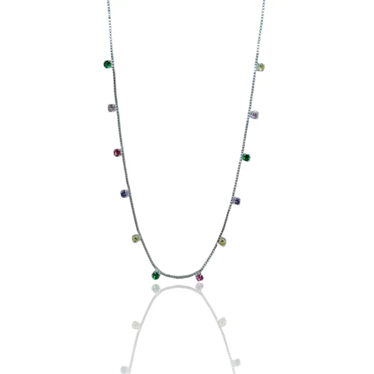 COLAR PRATA PONTINHOS DE LUZ COLOR