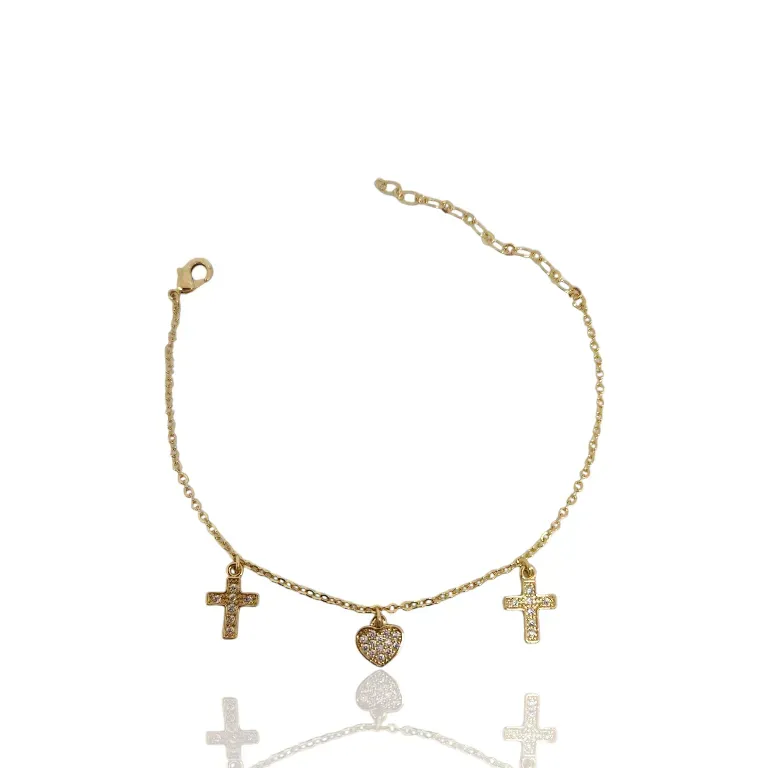 PULSEIRA OURO CORAÇÃO E CRUZ