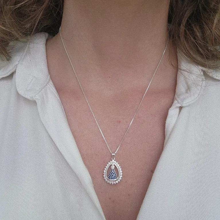 COLAR PRATA NZ ZIRC AZUL