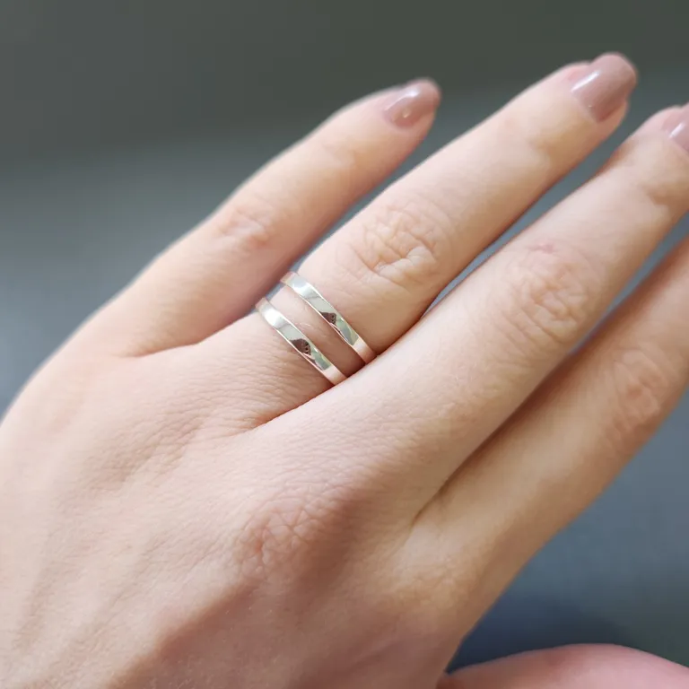 ANEL PRATA AJUSTÁVEL DEDINHO 2 FILAS