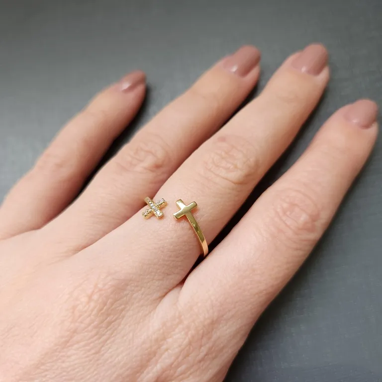 ANEL OURO AJUSTÁVEL CRUZ