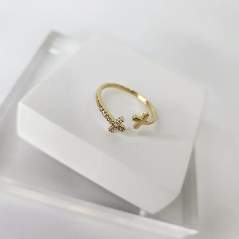 ANEL OURO AJUSTÁVEL CRUZ