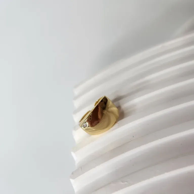 ANEL OURO AJUSTÁVEL DEDINHO PLACA 1 ZIR