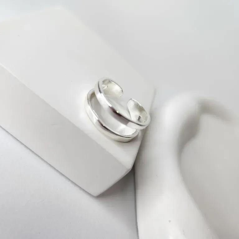 ANEL PRATA AJUSTÁVEL DEDINHO 2 FILAS