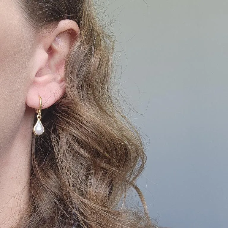 BRINCO OURO ARGOLA PÉROLA GOTA