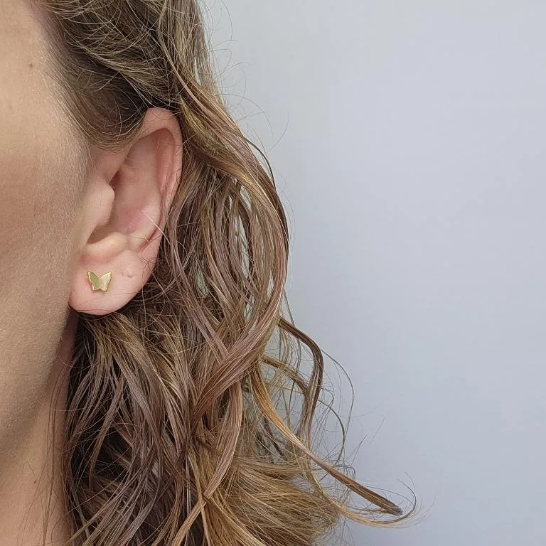 BRINCO OURO  BORBOLETA ORIGAMI P