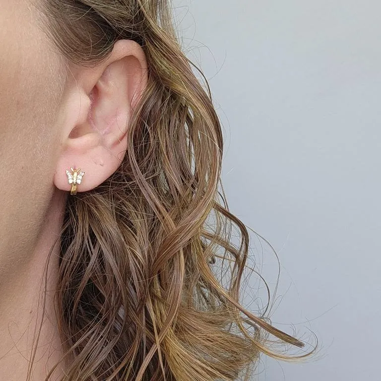 BRINCO OURO ARGOLA BORBOLETINHA