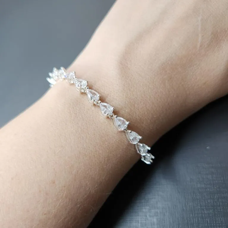 PULSEIRA PRATA GOTA CRISTAL