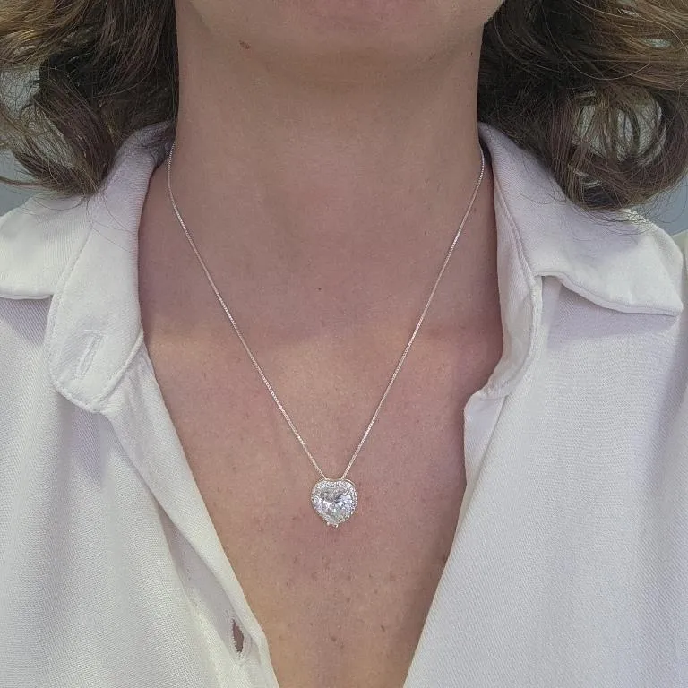 COLAR PRATA CORAÇÃO LUXO