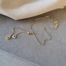 TORNOZELEIRA OURO OLHO HAMSÁ