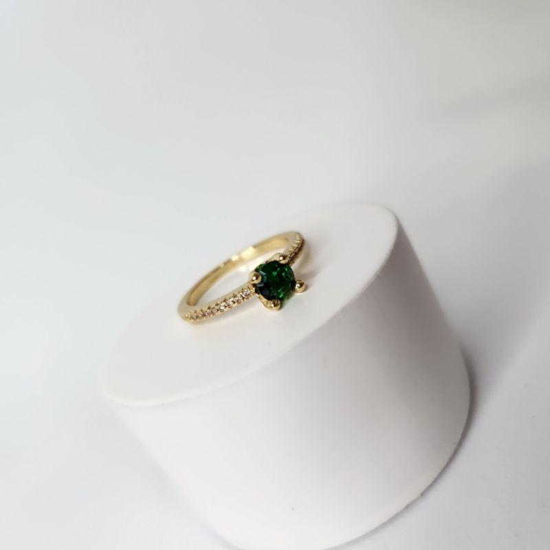 ANEL OURO SOLIT ZIRC ESMERALDA