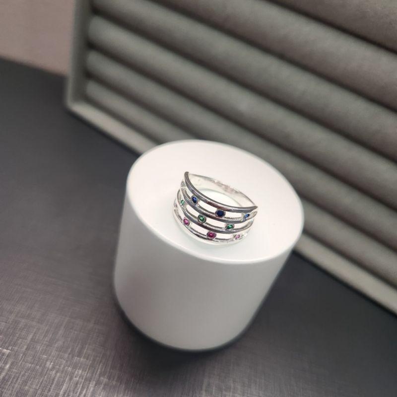 ANEL PRATA 3 FILAS COLOR