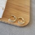 BRINCO OURO ARGOLA BOLINHA ZIRC P