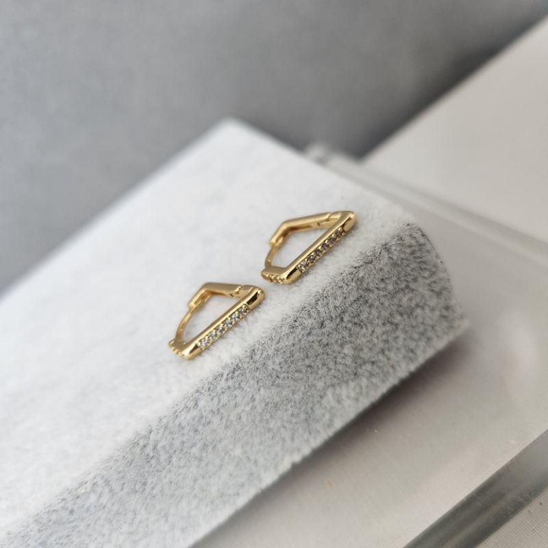BRINCO OURO ARGOLA DIAMANTE ZIRC G