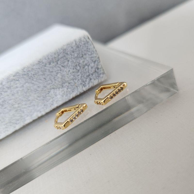 BRINCO OURO ARGOLA DIAMANTE ZIRC M
