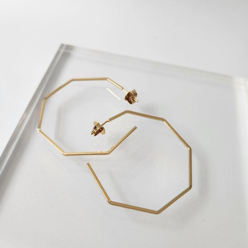 BRINCO OURO ARGOLA OCTAGONAL G