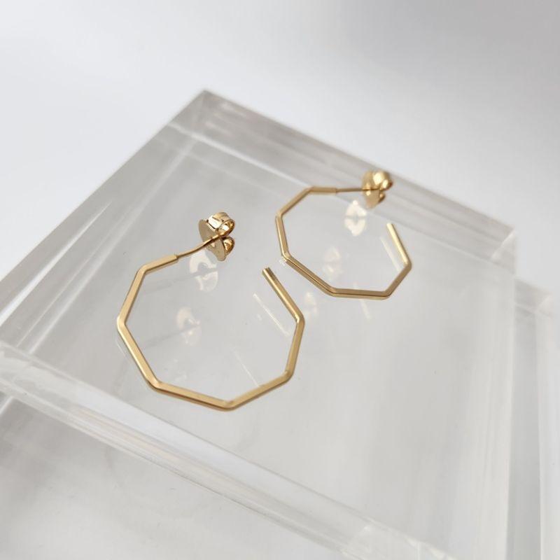 BRINCO OURO ARGOLA OCTAGONAL P