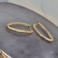 BRINCO OURO ARGOLA OVAL ZIRC LISA	