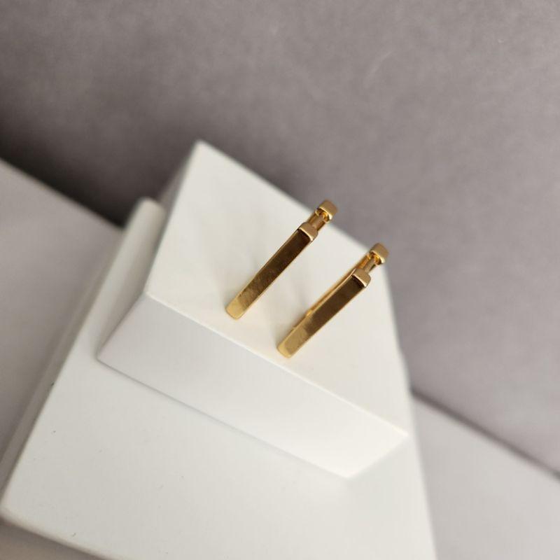 BRINCO OURO ARGOLA RETANG LISA G