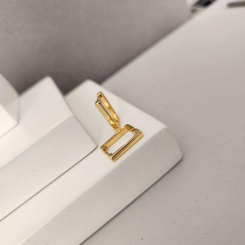 BRINCO OURO ARGOLA RETANG LISA P