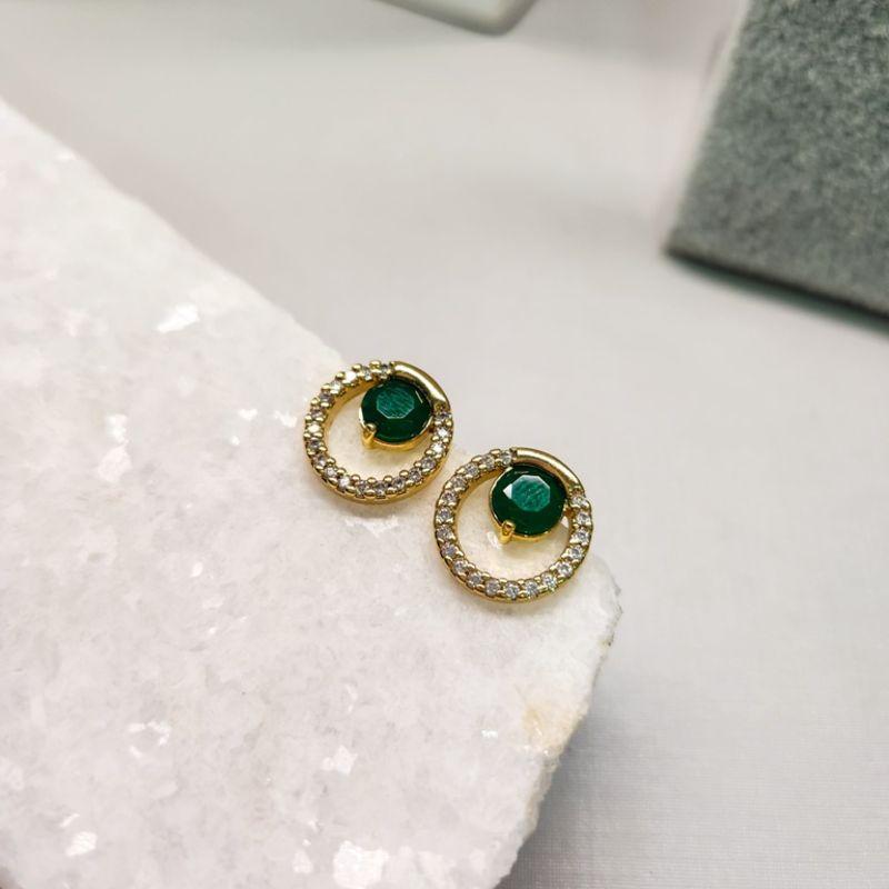 BRINCO OURO CIRC ZIRC ESMERALDA