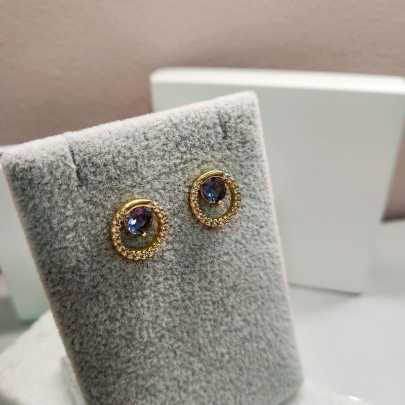 BRINCO OURO CIRC ZIRC TANZANITA