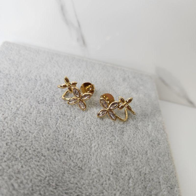 BRINCO OURO EAR HOOK FLORES