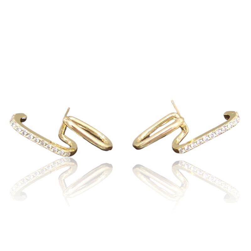 BRINCO OURO EAR HOOK LISO E ZIRC