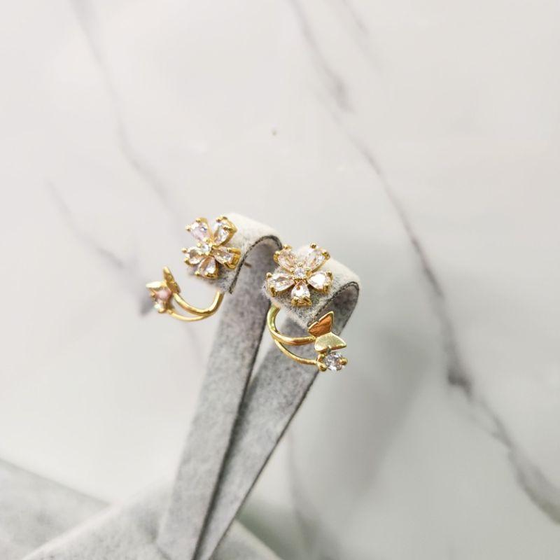 BRINCO OURO FLOR BORB DOIS EM UM