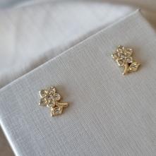 BRINCO OURO FLOR ZIRC CABO
