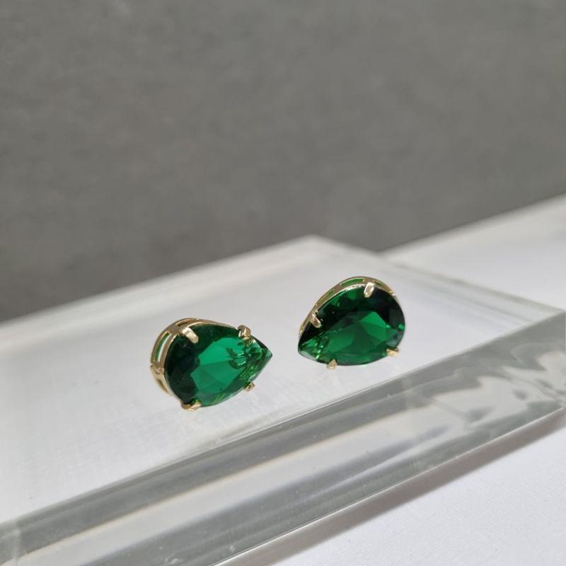 BRINCO OURO GOTA ESMERALDA