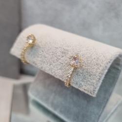 BRINCO OURO MEIA ARGOLA ZIRC CRISTAL	