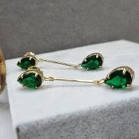 BRINCO OURO PINO ESMERALDA GOTA