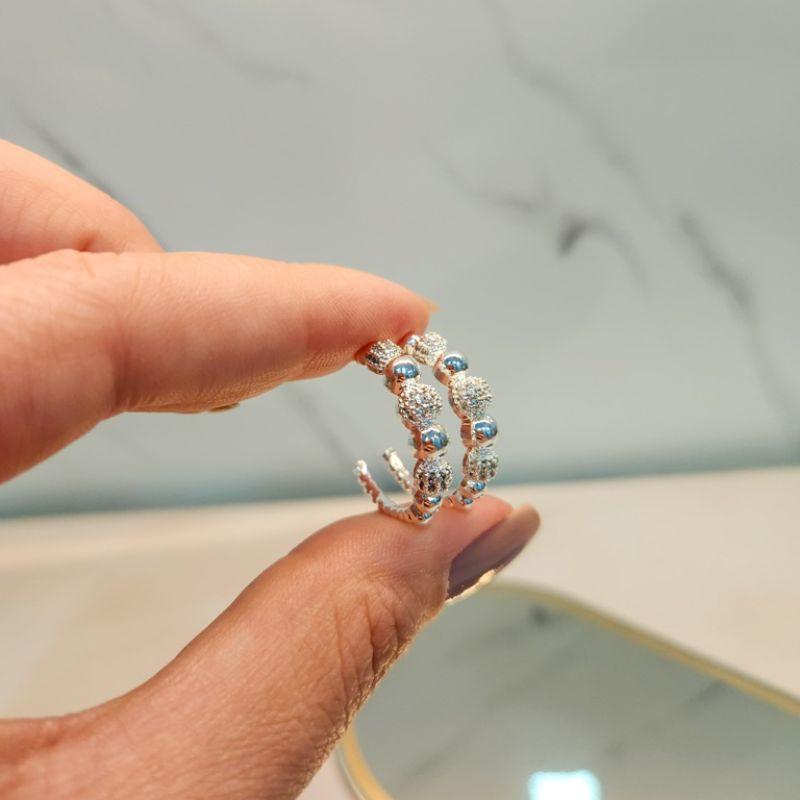 BRINCO PRATA ARGOLA BOLAS LISA ZIRC