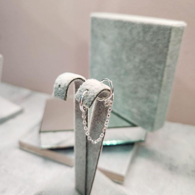 BRINCO PRATA ARGOLINHA DUPLA CORRENTE