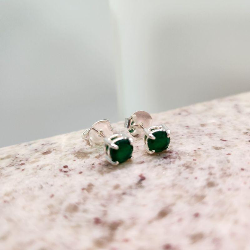 BRINCO PRATA CIRCULO P ESMERALDA