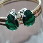 BRINCO PRATA GOTA ESMERALDA