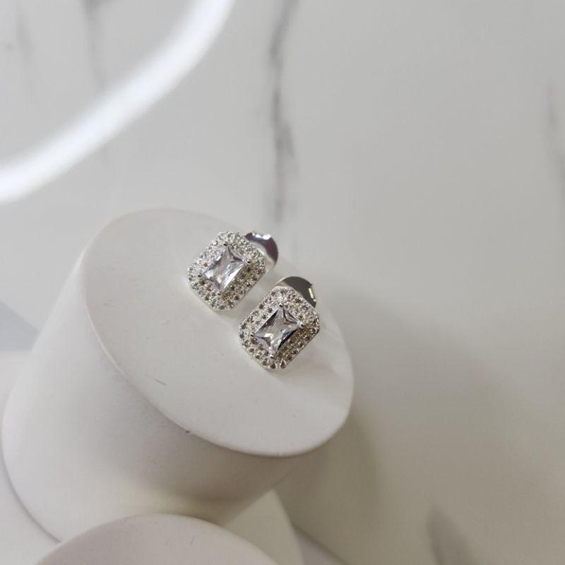 BRINCO PRATA RETANG LUXO